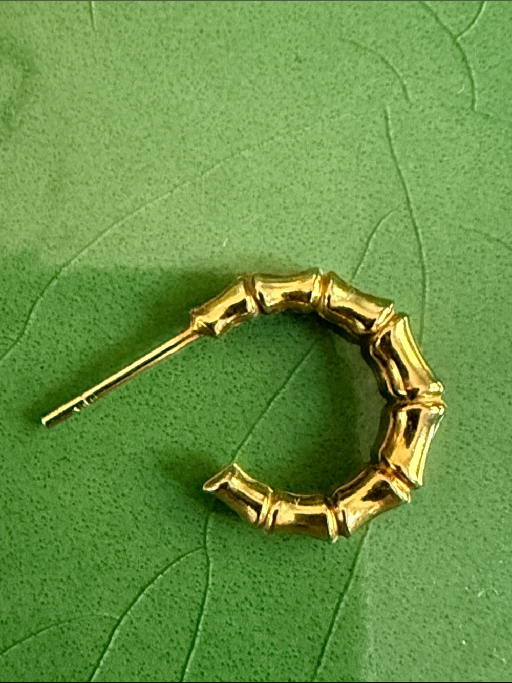 Gold Bamboo-Style Hoop Earring - Women Jewelry